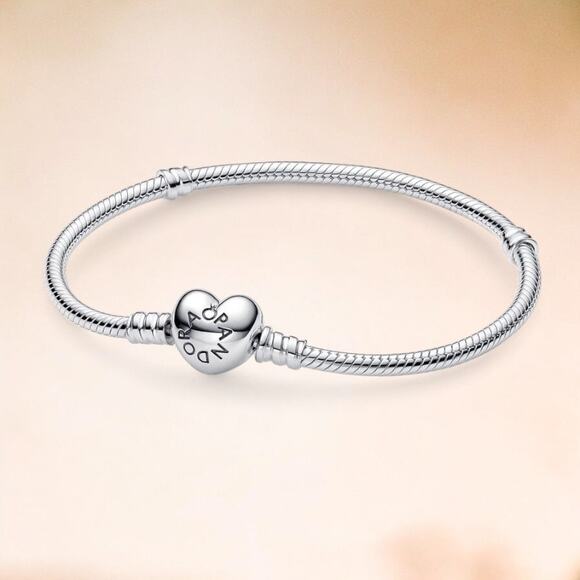 Pandora Moments Heart & Snake Chain Bracelet - Picture 1 of 2